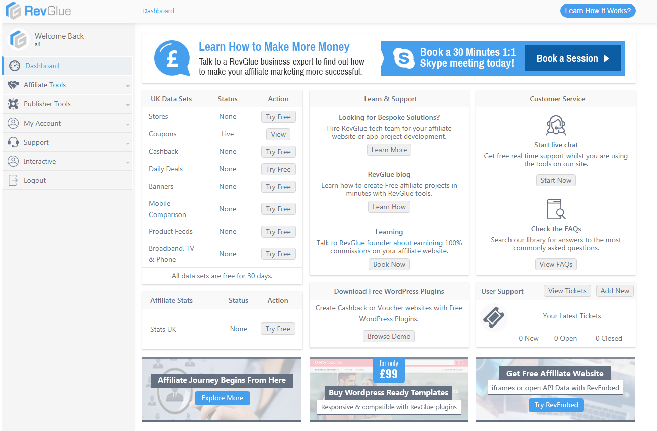 RevGlue Affiliate Dashboard