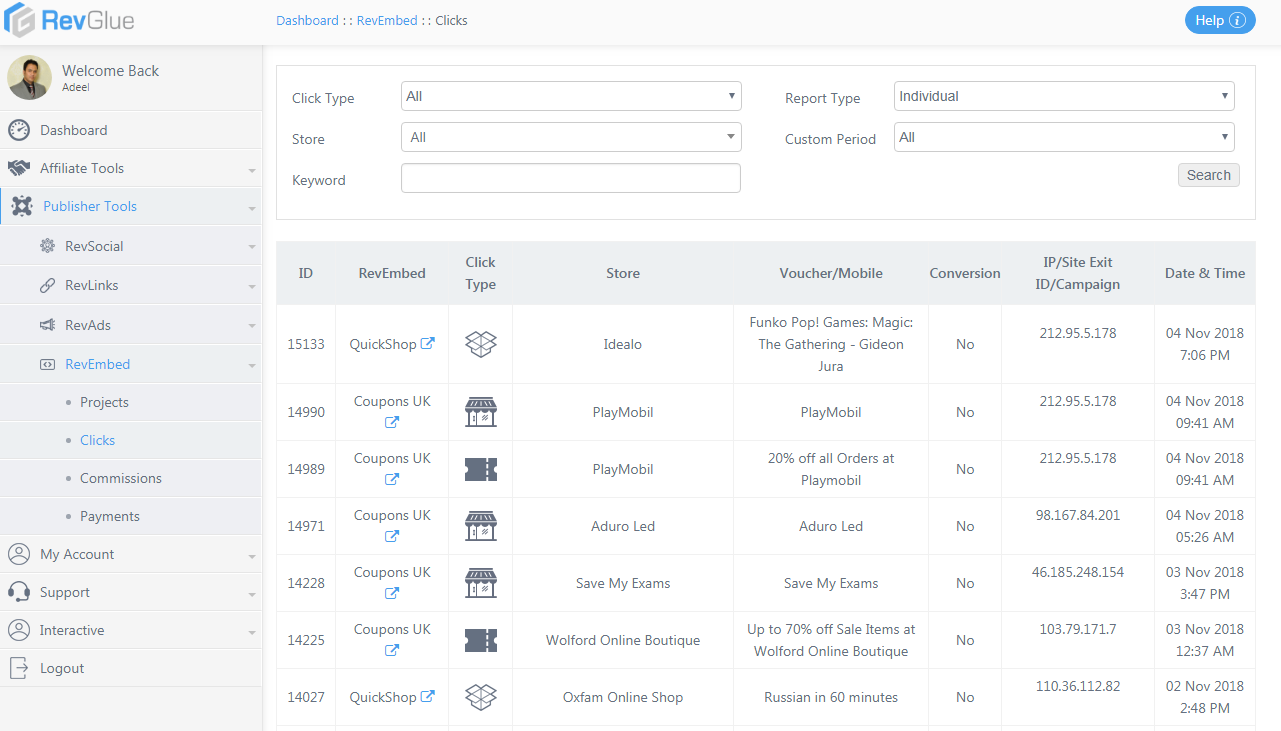 Publishers Click Report